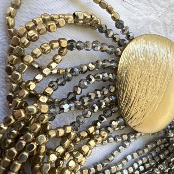 Chico's Dark Gold & Silvertone Stretch Beaded Shimmery Stackable Bracelet - NWT - Picture 2 of 12